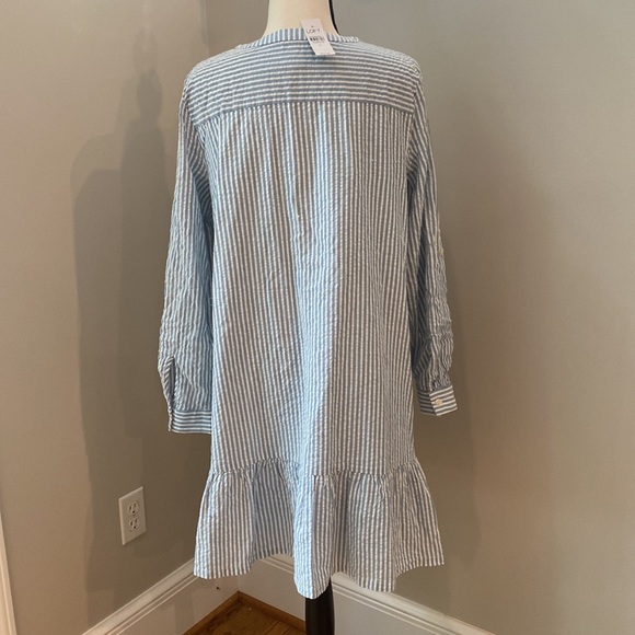 Ann Taylor Loft NWT midi dress long sleeve lightweight pinstripe seersucker - Picture 6 of 12